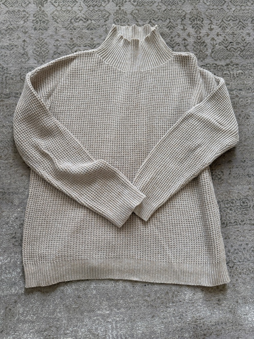 Cozy Cream Waffle Knit Turtleneck Sweater